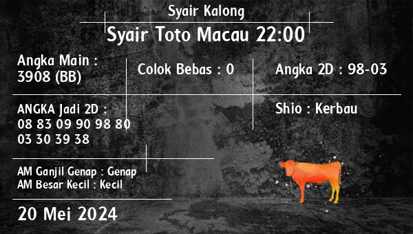 Syair Kalong - Syair Toto Macau 22:00