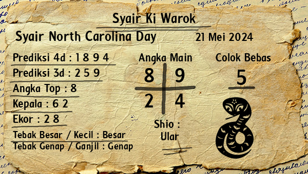 Syair Ki Warok - Syair North Carolina Day